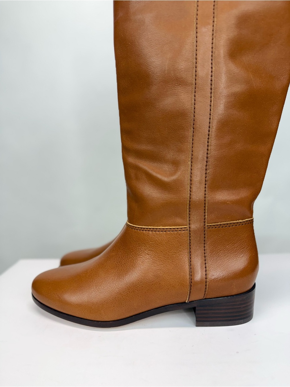 New Veronica Beard Dwyer Boot Caramel Brown Wide Calf Sz 8 - Picture 7 of 16